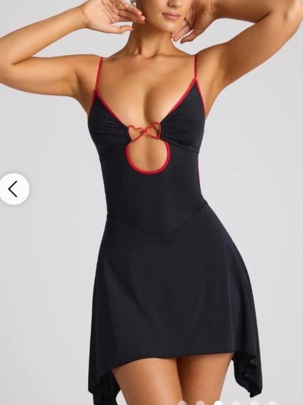 Oh Polly Black Mini Dress with Heart Details